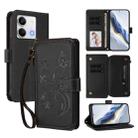 For Redmi Note 13 5G Butterfly Love Flower Multi-card Zipper Wallet Leather Phone Case(Black) - 1