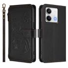 For Redmi Note 13 5G Butterfly Love Flower Multi-card Zipper Wallet Leather Phone Case(Black) - 2