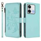 For Redmi Note 13 5G Butterfly Love Flower Multi-card Zipper Wallet Leather Phone Case(Mint Green) - 2