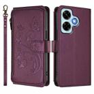 For Redmi Note 13 4G Butterfly Love Flower Multi-card Zipper Wallet Leather Phone Case(Dark Purple) - 2