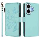 For Redmi Note 13 4G Butterfly Love Flower Multi-card Zipper Wallet Leather Phone Case(Mint Green) - 2