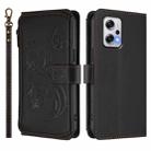 For Redmi Note 12T Pro / Redmi K50i Butterfly Love Flower Multi-card Zipper Wallet Leather Phone Case(Black) - 2