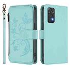 For Redmi Note 12S / Redmi Note 11S 4G Butterfly Love Flower Multi-card Zipper Wallet Leather Phone Case(Mint Green) - 2