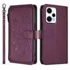 For Redmi Note 12 Turbo / Xiaomi Poco F5 Butterfly Love Flower Multi-card Zipper Wallet Leather Phone Case(Dark Purple) - 2