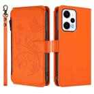 For Redmi Note 12 Turbo / Xiaomi Poco F5 Butterfly Love Flower Multi-card Zipper Wallet Leather Phone Case(Orange) - 2