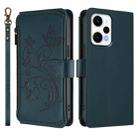 For Redmi Note 12 Turbo / Xiaomi Poco F5 Butterfly Love Flower Multi-card Zipper Wallet Leather Phone Case(Dark Green) - 2
