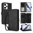 For Redmi Note 12 Turbo / Xiaomi Poco F5 Butterfly Love Flower Multi-card Zipper Wallet Leather Phone Case(Black) - 1