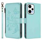 For Redmi Note 12 Turbo / Xiaomi Poco F5 Butterfly Love Flower Multi-card Zipper Wallet Leather Phone Case(Mint Green) - 2