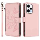 For Redmi Note 12 Turbo / Xiaomi Poco F5 Butterfly Love Flower Multi-card Zipper Wallet Leather Phone Case(Pink) - 2