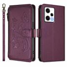 For Redmi Note 12 Pro 5G Global / Speed Butterfly Love Flower Multi-card Zipper Wallet Leather Phone Case(Dark Purple) - 2