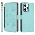 For Redmi Note 12 Pro 5G Global / Speed Butterfly Love Flower Multi-card Zipper Wallet Leather Phone Case(Mint Green) - 2