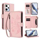 For Redmi Note 12 Pro 5G Global / Speed Butterfly Love Flower Multi-card Zipper Wallet Leather Phone Case(Pink) - 1