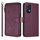 For Redmi Note 12 Pro 4G / Note 11 Pro 5G Butterfly Love Flower Multi-card Zipper Wallet Leather Phone Case(Dark Purple) - 2