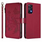 For Redmi Note 12 Pro 4G / Note 11 Pro 5G Butterfly Love Flower Multi-card Zipper Wallet Leather Phone Case(Wine Red) - 2