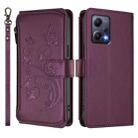 For Redmi Note 12 5G Global / Xiaomi Poco X5 Butterfly Love Flower Multi-card Zipper Wallet Leather Phone Case(Dark Purple) - 2