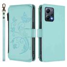 For Redmi Note 12 5G Global / Xiaomi Poco X5 Butterfly Love Flower Multi-card Zipper Wallet Leather Phone Case(Mint Green) - 2