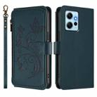 For Redmi Note 12 4G Global Butterfly Love Flower Multi-card Zipper Wallet Leather Phone Case(Dark Green) - 2