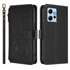 For Redmi Note 12 4G Global Butterfly Love Flower Multi-card Zipper Wallet Leather Phone Case(Black) - 2