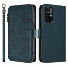 For Redmi Note 11S 5G / Xiaomi Poco M4 Pro 5G Butterfly Love Flower Multi-card Zipper Wallet Leather Phone Case(Dark Green) - 2