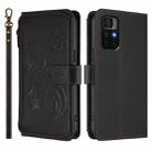 For Redmi Note 11S 5G / Xiaomi Poco M4 Pro 5G Butterfly Love Flower Multi-card Zipper Wallet Leather Phone Case(Black) - 2
