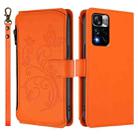 For Redmi Note 11 Pro+ 5G / Xiaomi Poco X4 NFC Butterfly Love Flower Multi-card Zipper Wallet Leather Phone Case(Orange) - 2