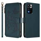 For Redmi Note 11 Pro+ 5G / Xiaomi Poco X4 NFC Butterfly Love Flower Multi-card Zipper Wallet Leather Phone Case(Dark Green) - 2