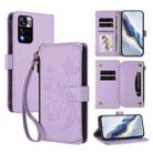 For Redmi Note 11 Pro+ 5G / Xiaomi Poco X4 NFC Butterfly Love Flower Multi-card Zipper Wallet Leather Phone Case(Light Purple) - 1