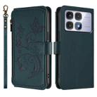 For Redmi K70 Ultra Butterfly Love Flower Multi-card Zipper Wallet Leather Phone Case(Dark Green) - 2
