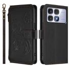 For Redmi K70 Ultra Butterfly Love Flower Multi-card Zipper Wallet Leather Phone Case(Black) - 2