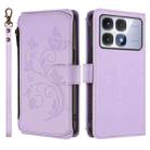 For Redmi K70 Ultra Butterfly Love Flower Multi-card Zipper Wallet Leather Phone Case(Light Purple) - 2