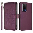 For Redmi K60 / K60 Pro Butterfly Love Flower Multi-card Zipper Wallet Leather Phone Case(Dark Purple) - 2