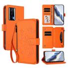 For Redmi K60 / K60 Pro Butterfly Love Flower Multi-card Zipper Wallet Leather Phone Case(Orange) - 1