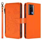 For Redmi K60 / K60 Pro Butterfly Love Flower Multi-card Zipper Wallet Leather Phone Case(Orange) - 2