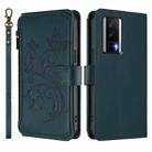 For Redmi K60 / K60 Pro Butterfly Love Flower Multi-card Zipper Wallet Leather Phone Case(Dark Green) - 2