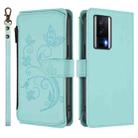 For Redmi K60 / K60 Pro Butterfly Love Flower Multi-card Zipper Wallet Leather Phone Case(Mint Green) - 2