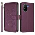 For Redmi A5 4G 171.7mm / Xiaomi Poco C71 Butterfly Love Flower Multi-card Zipper Wallet Leather Phone Case(Dark Purple) - 2