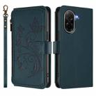 For Redmi A5 4G 171.7mm / Xiaomi Poco C71 Butterfly Love Flower Multi-card Zipper Wallet Leather Phone Case(Dark Green) - 2