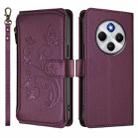 For Redmi A4 5G / A3 Pro / 14C 4G / 14R Butterfly Love Flower Multi-card Zipper Wallet Leather Phone Case(Dark Purple) - 2