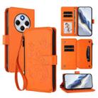 For Redmi A4 5G / A3 Pro / 14C 4G / 14R Butterfly Love Flower Multi-card Zipper Wallet Leather Phone Case(Orange) - 1