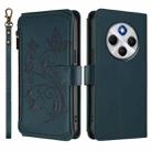 For Redmi A4 5G / A3 Pro / 14C 4G / 14R Butterfly Love Flower Multi-card Zipper Wallet Leather Phone Case(Dark Green) - 2