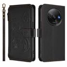 For Redmi A3 / A3x / Xiaomi Poco C61 Butterfly Love Flower Multi-card Zipper Wallet Leather Phone Case(Black) - 2