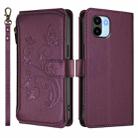For Redmi A1 / Redmi A2 Butterfly Love Flower Multi-card Zipper Wallet Leather Phone Case(Dark Purple) - 2