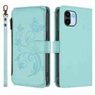 For Redmi A1 / Redmi A2 Butterfly Love Flower Multi-card Zipper Wallet Leather Phone Case(Mint Green) - 2