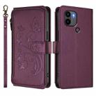 For Redmi A1+ / A2+ / Xiaomi Poco C51 Butterfly Love Flower Multi-card Zipper Wallet Leather Phone Case(Dark Purple) - 2