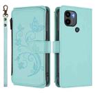 For Redmi A1+ / A2+ / Xiaomi Poco C51 Butterfly Love Flower Multi-card Zipper Wallet Leather Phone Case(Mint Green) - 2