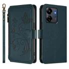 For Redmi 13C 4G / 5G / Xiaomi Poco C65 Butterfly Love Flower Multi-card Zipper Wallet Leather Phone Case(Dark Green) - 2