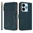 For Redmi 13 4G / 5G / 13x / Xiaomi Poco M6 4G Butterfly Love Flower Multi-card Zipper Wallet Leather Phone Case(Dark Green) - 2