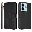 For Redmi 13 4G / 5G / 13x / Xiaomi Poco M6 4G Butterfly Love Flower Multi-card Zipper Wallet Leather Phone Case(Black) - 2
