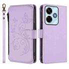 For Redmi 13 4G / 5G / 13x / Xiaomi Poco M6 4G Butterfly Love Flower Multi-card Zipper Wallet Leather Phone Case(Light Purple) - 2