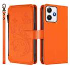 For Redmi 12 4G / 5G / Note 12R Butterfly Love Flower Multi-card Zipper Wallet Leather Phone Case(Orange) - 2